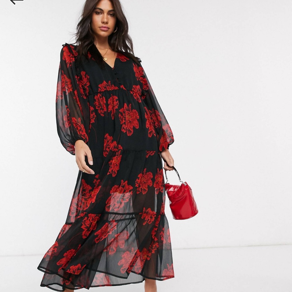 Neon Rose maxi dress